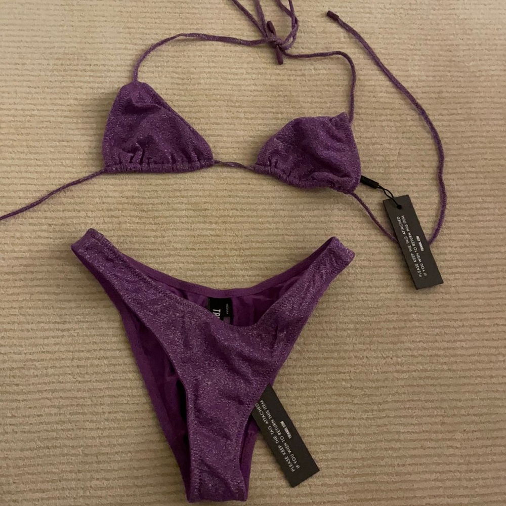 triangl vinca violet sparkle top & mica cheeky bottoms